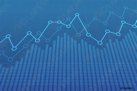 Abstract Financial Chart With Uptrend Line Graph On Blue Background