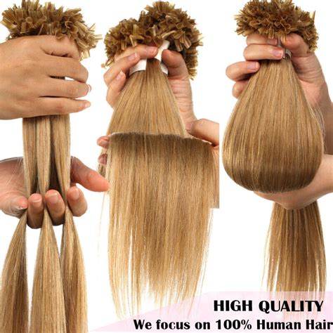 G S Russian Pre Bonded U Tip Nail Keratin Human Hair Extensions Remy