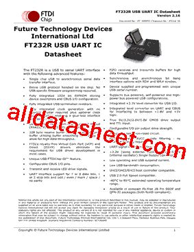 FT232R Datasheet(PDF) - Future Technology Devices International Ltd.