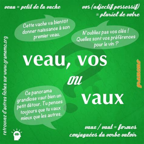 Veau Vos Vaut Vaux Distinguer Les Homophones Artofit