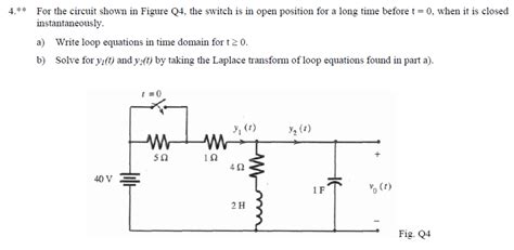 Solved For The Circuit Shown In Figure Q The Switch Is In Chegg