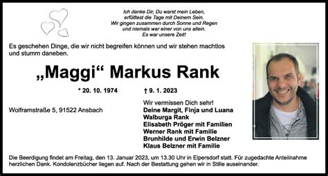 Traueranzeigen Von Markus Rank Trauer Flz De