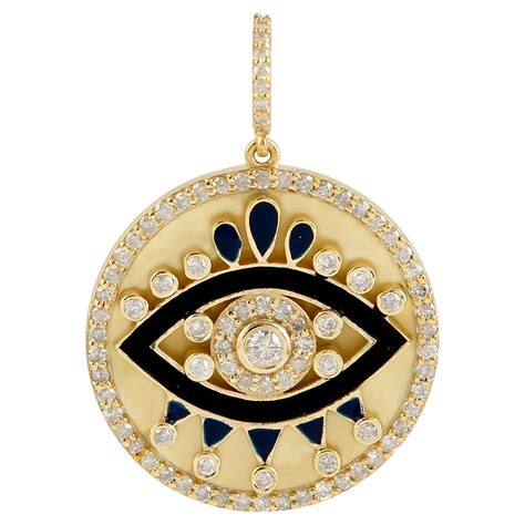 Evil Eye Karat Gold Charm Diamond Pendant Necklace For Sale At Stdibs