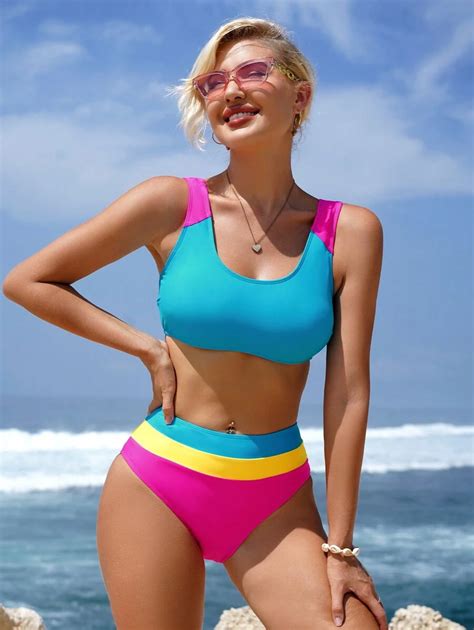 Shein Swim Sprty Color Block Bikini Swimsuit Shein Usa