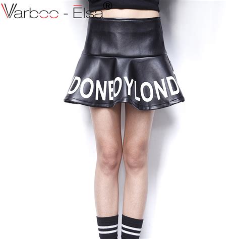 Varboo Elsa Sexy Alta Cintura Pu Falda De Cuero Oto O Invierno