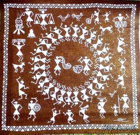 Warli Art By Dilip Puranik Indian Art Gallery Tribal Art Drawings