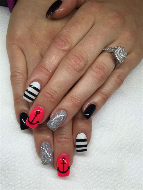 Gel Nails With Hand Drawn Design By Melissa Fox