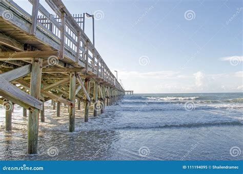 Fishing Pier at Myrtle Beach Stock Image - Image of piles, wood: 111194095