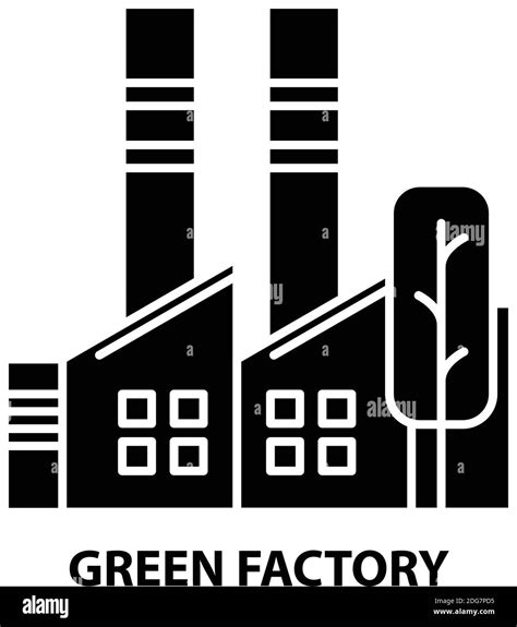 Green Factory Icon Black Vector Sign With Editable Strokes Concept