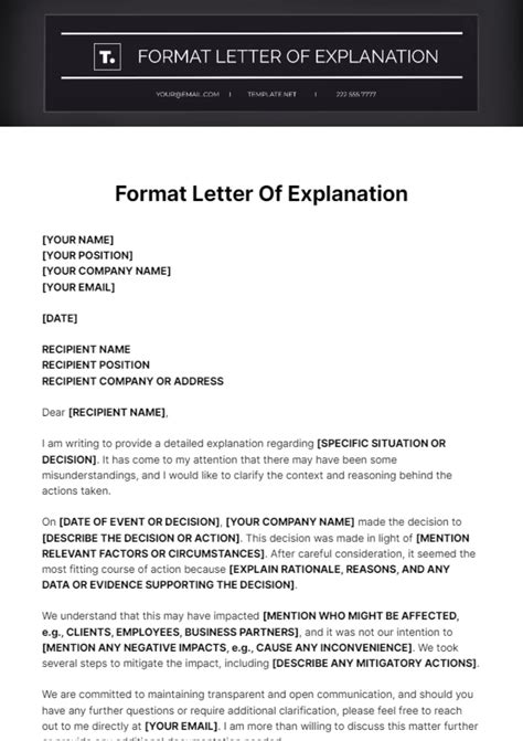 Free Format Letter Of Explanation Template Edit Online And Download