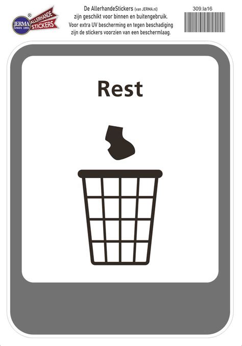 Rest Afval Recycling Pictogram Sticker Bol