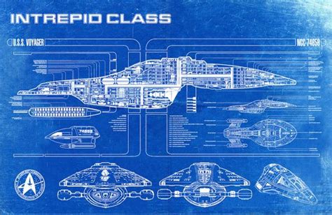 Star Trek Voyager Blueprint Art Of Intrepid Uss Voyager Class Star Trek Art Star Trek Ships