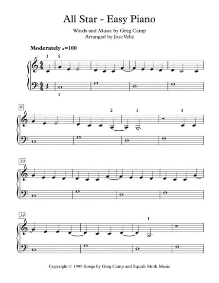 All Star Arr Jose Veliz By Smash Mouth Sheet Music For Easy Piano At