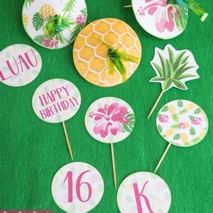 Pineapple Cupcake Toppers Printable Cupcake Wrappers Luau Cupcake