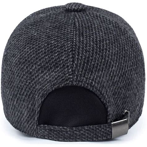 Men S Warm Wool Woolen Tweed Peaked Baseball Caps Hat With Fold Earmuffs Warmer Gray