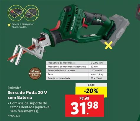 Promoção Parkside Serra de Poda 20 V sem Bateria em Lidl