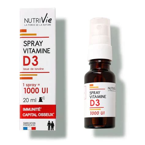 Spray 20ml Vitamine D3 1000 UI cholécalciférol issue de lanoline