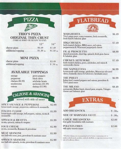 Menu at Glorioso's Italian Market restaurant, Milwaukee, E Brady St