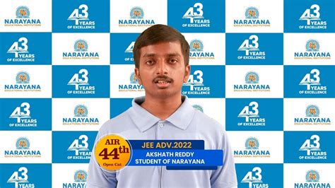 Akshath Air Thanks Narayana And Its Teachers Staff For His Epic