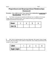 Proportional And Nonproportional Relationships Exploring Course Hero