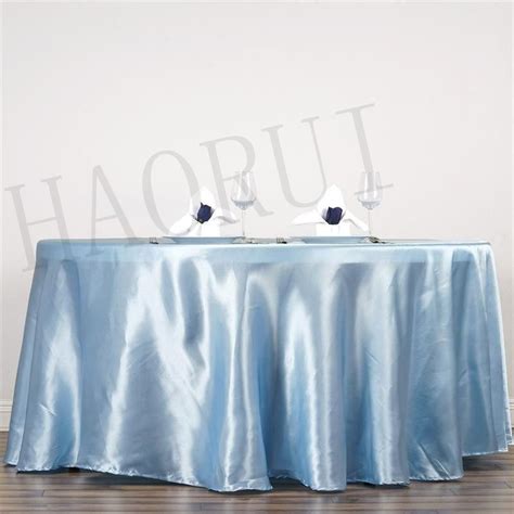 10pcs Customized 90 Baby Blue Round Dining Table Cloth Satin