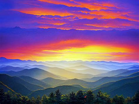 Smoky Mountain Purple Sunset Official Diamond Painting Kit | Diamond ...