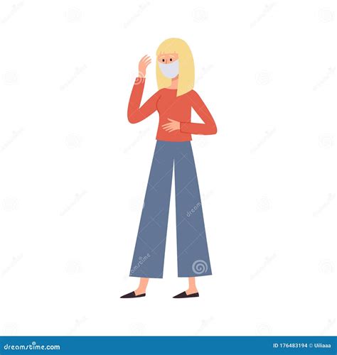 Vector Illustration of Woman in Protective Face Dust Mask Stock Vector