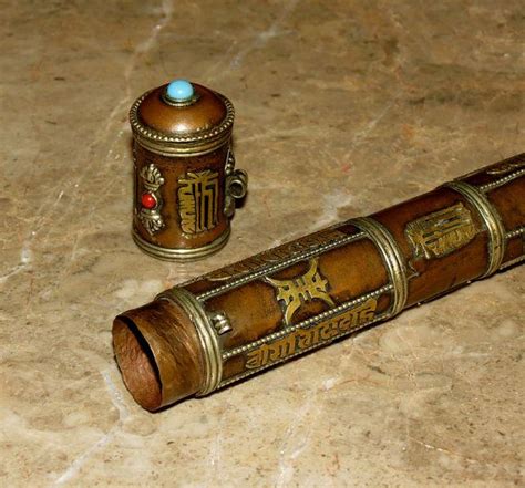 Antique Tibetan Incense Holder Buddhist Spiritual Brass Copper And Tibetan Silver W Glass