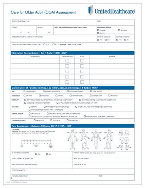 Fillable Online Care For Older Adult Coa Assessment Fax Email Print