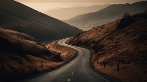 Premium AI Image Winding Road Stretching Into The Distance Generative AI