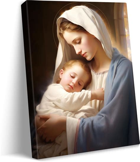 Virgin Mary Canvas Print Baby Jesus Nestled In Warm Embrace Of Mother