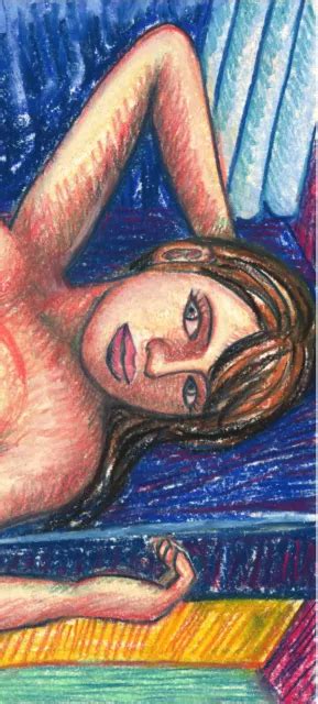 Original Aktzeichnung Pastell Nu Dessin Nude Female Drawing Senbei Art