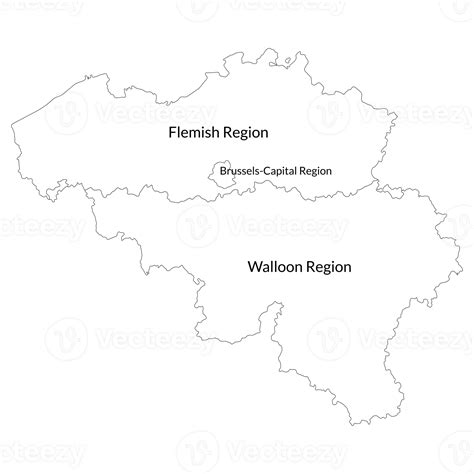 Belgium map with main regions. Map of Belgium 32974075 PNG