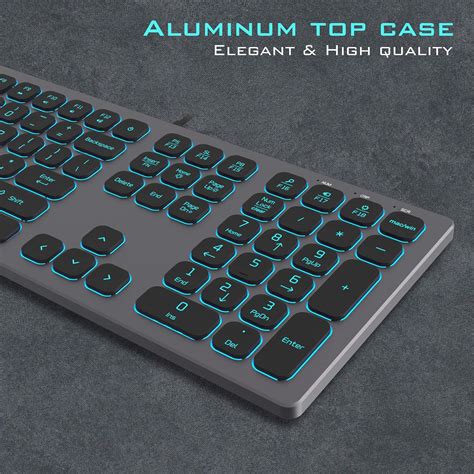 Buy POWZAN Aluminum Quiet Wired Keyboard Backlit- Slim Chiclet Keyboard Compatible with Apple ...