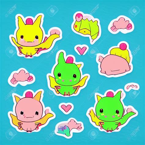 Kawaii Chibi Dragon Sticker · Creative Fabrica