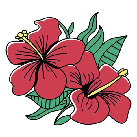 Red Hibiscus Flower Color Stroke Png And Svg Design For T Shirts