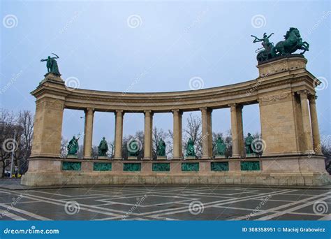 Heroes Square Major Square In Budapest Hungary Millennium Monument