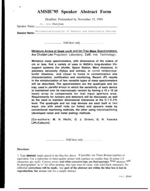 Fillable Online Trs New Jpl Nasa Amsie Speaker Abstract Form