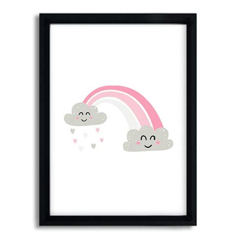 Quadro infantil nuvem fofa e arco iris cód 4589g9 Elo7