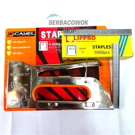 Jual Paket Isi Gun Tacker Stapler Lippro 6 MM Dan Mesin Staples Jok