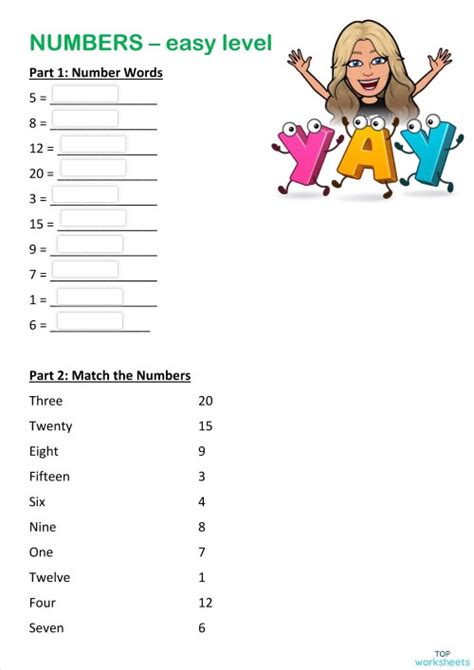 Numbers 1 Writing Counting Spelling Interactive Worksheet