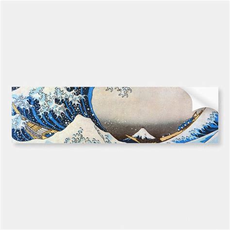 Great Wave Hokusai Ukiyo E Bumper Sticker Zazzle Bumper Stickers