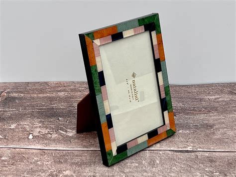 Natalini Pink Green And Blue Marquetry Photo Frame Made In Italy X