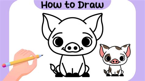 How to draw Pua the pig from Moana step by step - YouTube