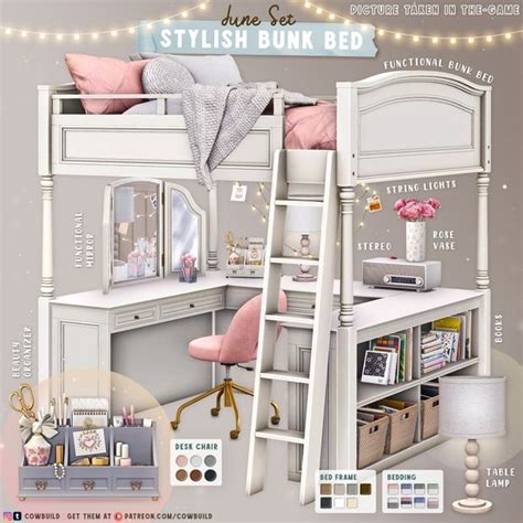 June 2024 Set 1 Stylish Bunk Bed Cowbuild In 2024 Sims 4 Bedroom Sims 4 Cc Furniture