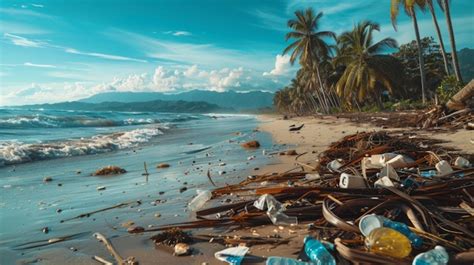 La contaminación marina Las playas sucias con basura plástica y otros