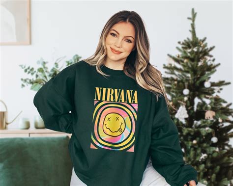 Nirvana Smiley Face Crewneck Sweatshirt Nirvana Sweatshirt Etsy