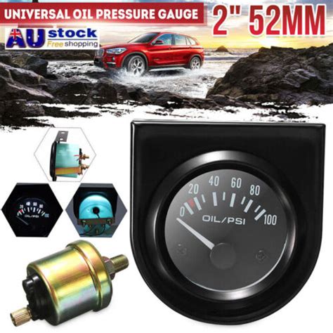 Inch Mm Universal Car Pointer Oil Pressure Gauge Psi White Led