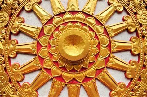 Golden Buddhism Symbol Wheel Of Life Stock Photo Tingyaso 4602315