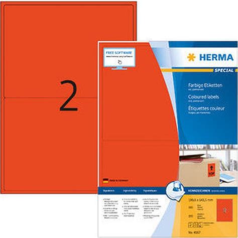 Herma Etiketten Inkjet Laser Kopierer Permanent A4 Bogen Rot 199 6x14